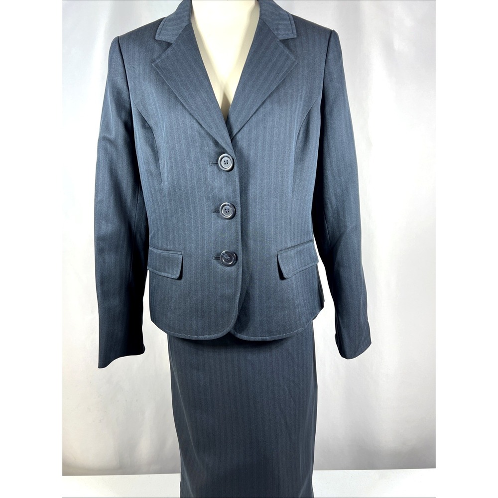 NWT Le Suit Women's Blue Skirt & Jacket Business Suit‎ Office Career Size 10